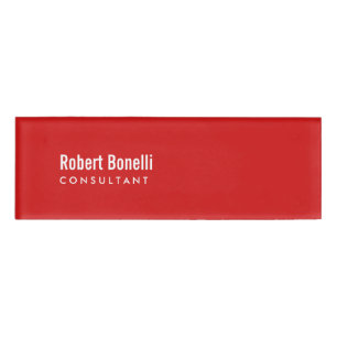Minimalistische Schlichte Rot-Weiß-Standardgröße Namenschild