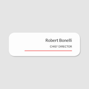 Minimalistische Schlichte Rot-Weiß-Standardgröße Namensschild