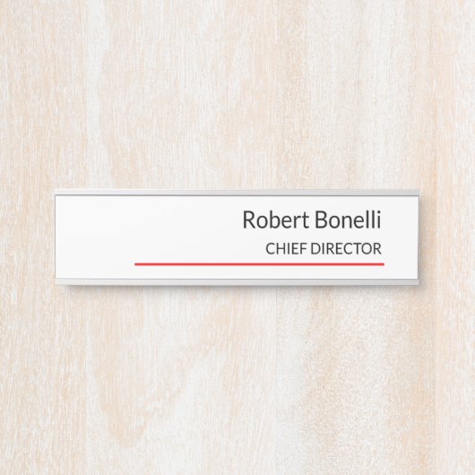 Minimalistische Schlichte Rot-Weiß-Standardgröße Türschild (Vorderseite )