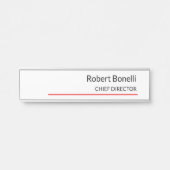 Minimalistische Schlichte Rot-Weiß-Standardgröße Türschild (Vorderseite )