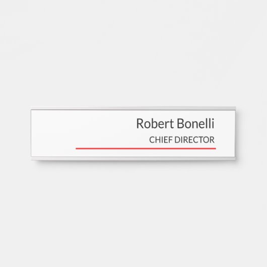 Minimalistische Schlichte Rot-Weiß-Standardgröße Türschild (Vorderseite )