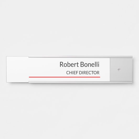 Minimalistische Schlichte Rot-Weiß-Standardgröße Türschild (Vorderseite )