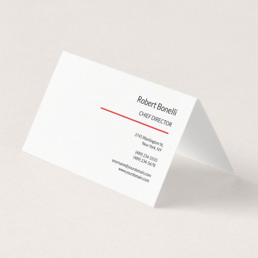 Minimalistische Schlichte Rot-Weiß-Standardgröße Visitenkarten (Vorderseite)