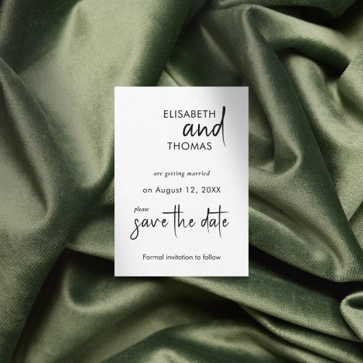 Minimalistische, schlichte Save the Date-Karte Date