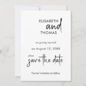 Minimalistische, schlichte Save the Date-Karte Save The Date (Vorderseite)