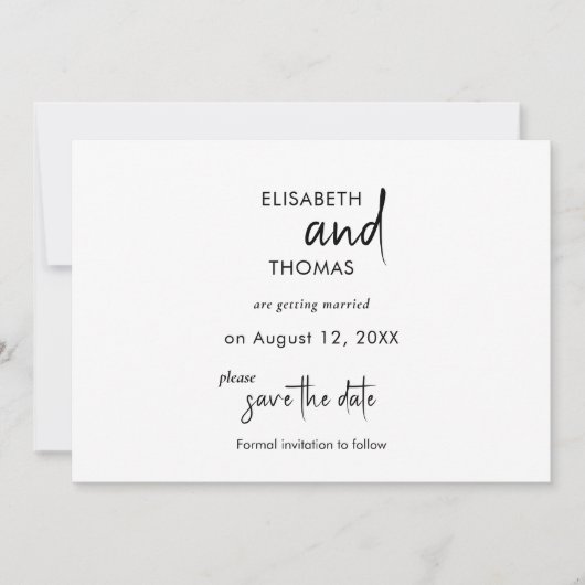 Minimalistische, schlichte Save the Date-Karte Save The Date (Vorderseite)