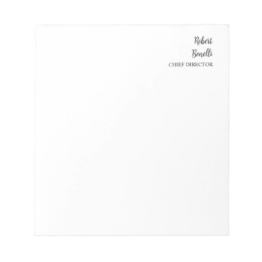 Minimalistische Schlichte Schwarz/Weiß-Moderne Notizblock (Vorderseite)