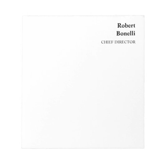 Minimalistische Schlichte Weiß-Moderne Notizblock (Vorderseite)