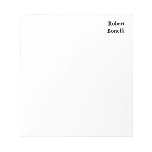 Minimalistische Schlichte Weiß-Moderne Notizblock (Vorderseite)