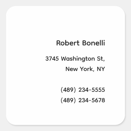 Minimalistische Schlichte Weiß-Moderne Quadratischer Aufkleber (Vorderseite)