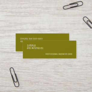 Minimalistische schmale, einfache Olive Green Farb Mini Visitenkarte