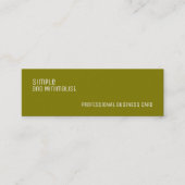 Minimalistische schmale, einfache Olive Green Farb Mini Visitenkarte (Vorderseite)
