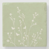 Minimalistische Schmetterlinge Botanische Silhouet Steinuntersetzer (Vorderseite)