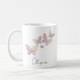 Minimalistische Schmetterlinge in einer Linie Kaffeetasse