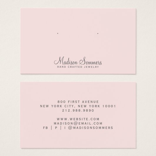 Minimalistische Schmuck-Display-Karten Rosa (Vorne & Hinten)