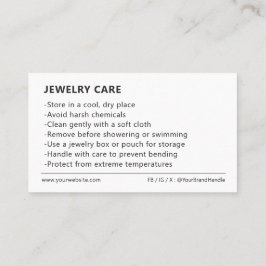 Minimalistische Schmuckverpackungskarte Visitenkarte