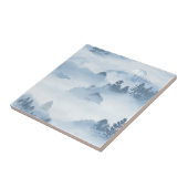 Minimalistische schneebedeckte Berge Blau Weiß Fliese (Seite)