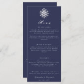 Minimalistische Schneeflocke | Blue Wedding Menu Menükarte (Vorne/Hinten)
