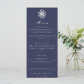 Minimalistische Schneeflocke | Blue Wedding Menu Menükarte (Stehend Vorderseite)