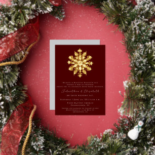Minimalistische Schneeflocke Red Wedding Folieneinladung