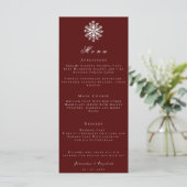 Minimalistische Schneeflocke | Red Wedding Menu Menükarte (Stehend Vorderseite)