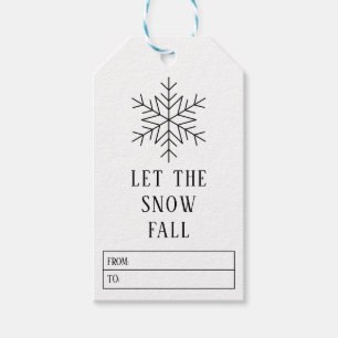 Minimalistische Schneeflocke Schwarz-Weiß-Geschenk Geschenkanhänger