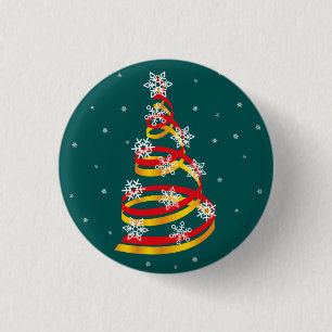 Minimalistische Schneeflocken-Band-Weihnachtsbaum Button