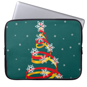 Minimalistische Schneeflocken-Band-Weihnachtsbaum Laptopschutzhülle