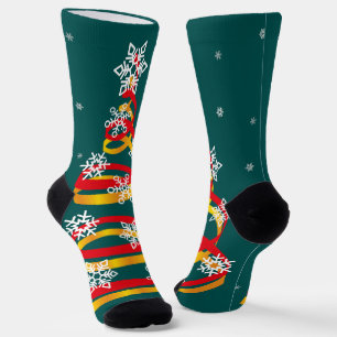 Minimalistische Schneeflocken-Band-Weihnachtsbaum Socken