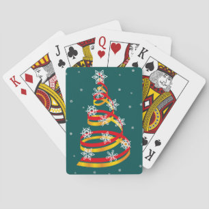 Minimalistische Schneeflocken-Band-Weihnachtsbaum Spielkarten