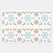 Minimalistische Schneeflocken, Hirsche, Bäume und  Geschenkpapier Set (Vorderseite 2)