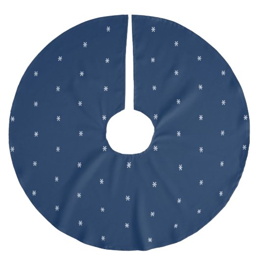 Minimalistische Schneeflocken in blauer und weißer Polyester Weihnachtsbaumdecke (Vorderseite)