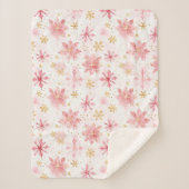 Minimalistische Schneeflocken in Rosa und Gold Sherpadecke (Vorderseite)