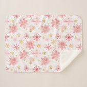 Minimalistische Schneeflocken in Rosa und Gold Sherpadecke (Vorderseite (Horizontal))