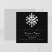 Minimalistische Schneeflocken-Probeessen | Schwarz Einladung (Vorne/Hinten)