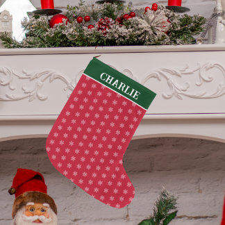 Minimalistische Schneeflocken Rot Großer Weihnachtsstrumpf