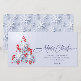 Minimalistische Schneeflocken Weihnachtsbaum Gruß Feiertagskarte