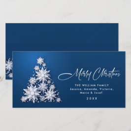 Minimalistische Schneeflocken Weihnachtsbaum Gruß Feiertagskarte