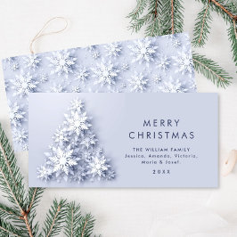 Minimalistische Schneeflocken Weihnachtsbaum Gruß Feiertagskarte