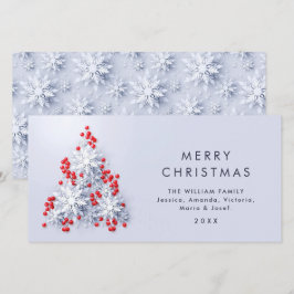 Minimalistische Schneeflocken Weihnachtsbaum Gruß Feiertagskarte