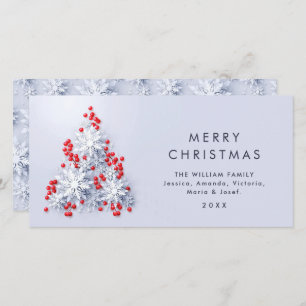 Minimalistische Schneeflocken Weihnachtsbaum Gruß Feiertagskarte