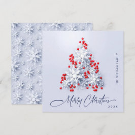 Minimalistische Schneeflocken Weihnachtsbaum Gruß Feiertagskarte