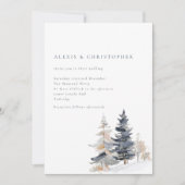 Minimalistische Schneewinterbäume QR-Hochzeit Einladung (Vorderseite)