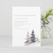 Minimalistische Schneewinterbäume QR-Hochzeit Einladung (Stehend Vorderseite)