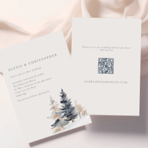 Minimalistische Schneewinterbäume QR-Hochzeit Einladung