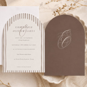 Minimalistische schokoladenbraune Bogen-Hochzeitse Einladung