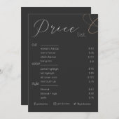 Minimalistische Schönheitssalon Schwarz-weiße Prei Einladung (Vorne/Hinten)