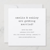 Minimalistische Schreibmaschine Black Kraft Weddin Save The Date (Vorderseite)