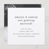 Minimalistische Schreibmaschine Black Kraft Weddin Save The Date (Vorne/Hinten)