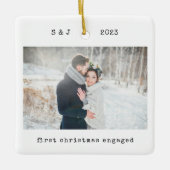 Minimalistische Schreibmaschine | Erste Weihnachte Keramikornament (Vorderseite)